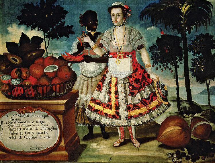unknow artist Retrato de una senora principal con su negra esclava oil painting picture